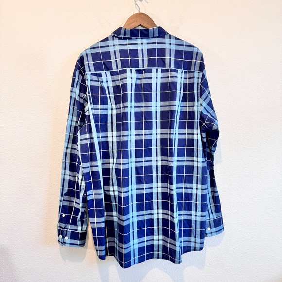 Men’s Classic Preppy Plaid Stretch Button Down Shirt Blue Club Room XXL - Picture 7 of 8